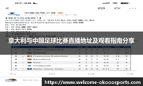 意大利与中国足球比赛直播地址及观看指南分享
